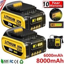 For DeWalt 20V 20 Volt Max XR 8.0Ah/6.0Ah Lithium Battery DCB206-2 DCB205-2 NEW