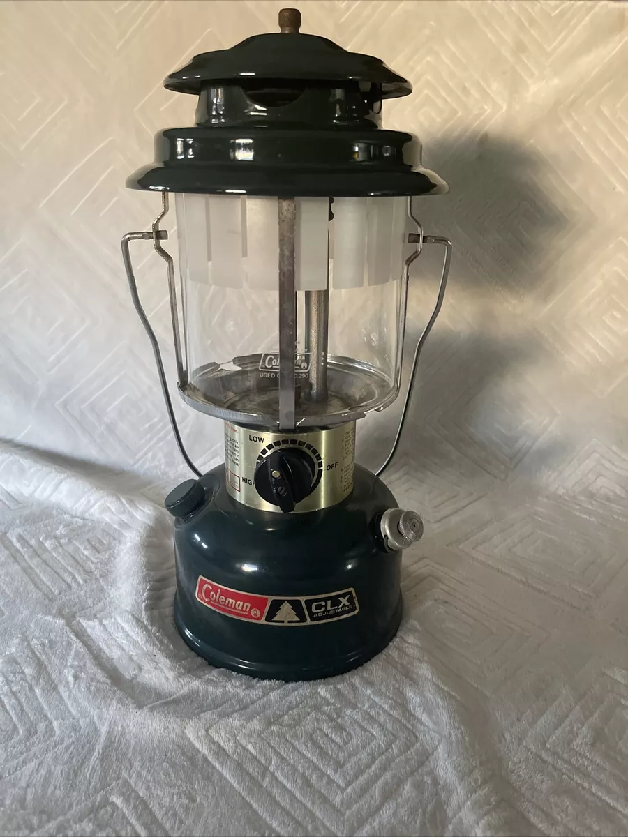 Vintage 3 1984 Coleman CLX Adjustable Lantern dual mantle with Globe Model 290 Vintage 3 1984 Coleman CLX Adjustable Lantern dual mantle with Globe Model 290