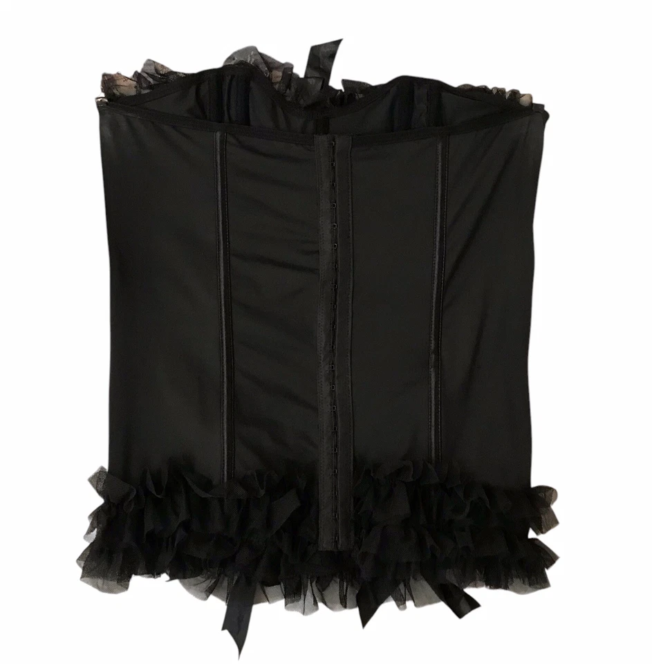 Sexy Corsé Tórrido Bustier Negro Encaje Sin Tirantes Arcos Gótico Punk Para Mujer Talla 2X Foto 4 de 4