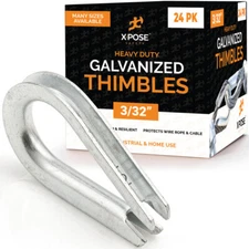 Galvanized Steel Thimbles for Wire Rope - 3/32 Inch - by Xpose Safety Pack of 24