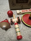 Set of 5 Wooden Toys, Train Whistle, Ring Toss, Wodden Pickup Toy, Spinning Top — photo 2