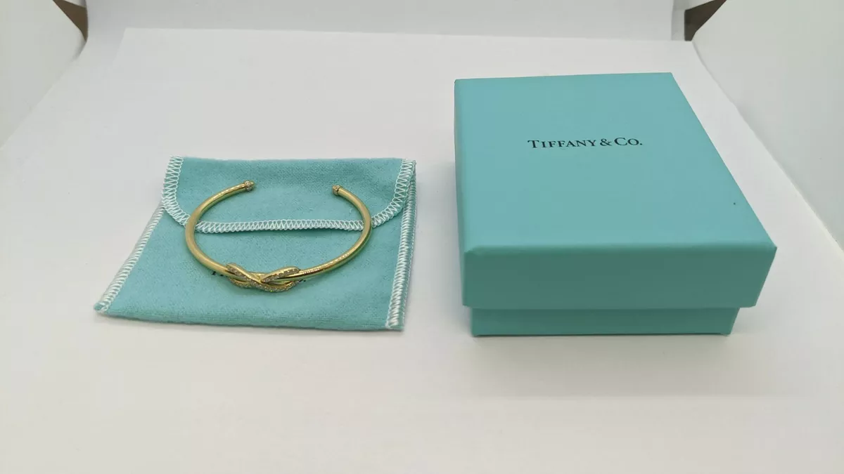 Tiffany Co. 18K Yellow Gold Diamond Infinity Cuff Bracelet