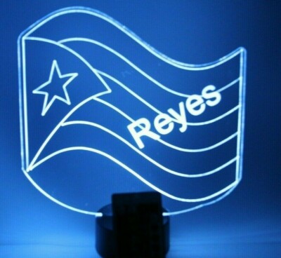 Cuba Flag Night Light Up Cuban Table Lamp LED Personalized Engraved With Remote 