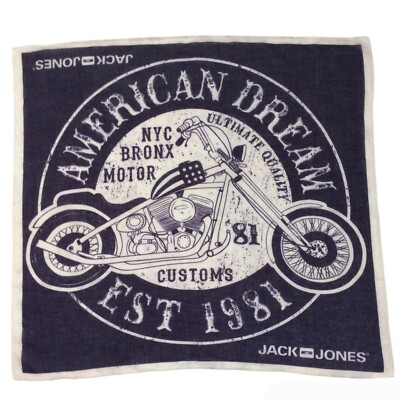 JACK & JONES Blue American Dream Print Cotton Scarf 23,5''/21,5'' EX COND