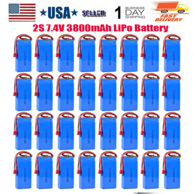 3800mAh 7.4V RC 2S LiPo Battery T Plug for RC Car 144001 144010 124016 Upgrades