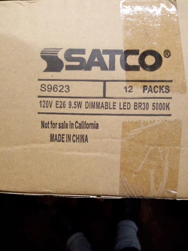 Case of 6 Satco 9.5W BR30 LED 105° Angle, 5000K/Base, 120V/Dimmable - S9623 - Picture 4 of 6