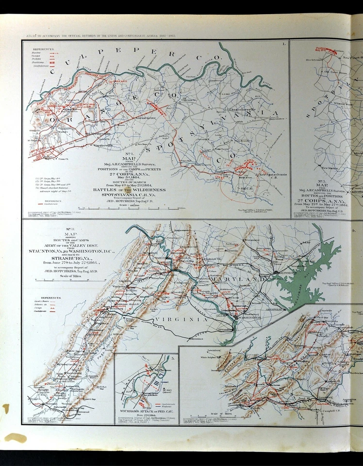 Mapa de la Guerra Civil Richmond Lynchburg Hannover Washington Spotsylvania Virginia Battle Foto 2 de 4