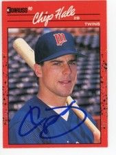 SIGNED BASEBALL CARD AUTO DONRUSS 1990 CHIP HALE MINNESOTA TWINS #690