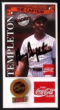 Garry Templeton Signed Padres Baseball 1990 SGA Lapel Pin & Card Autograph RARE