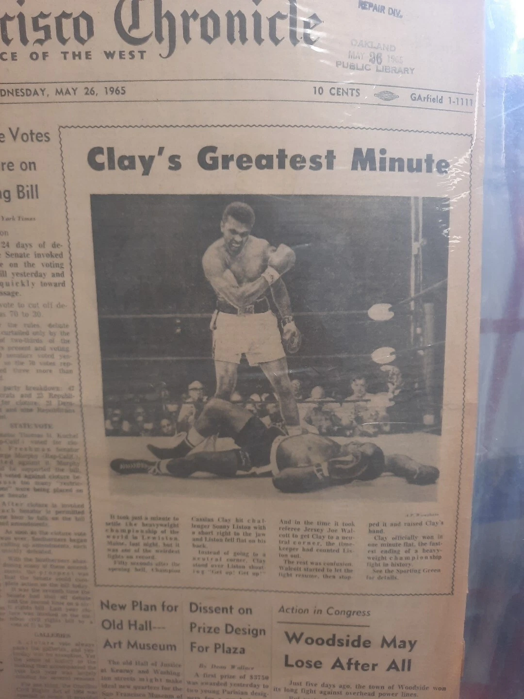 Casious 'Clay's Greatest Minute' San Fran Chronicle 1965年5月26日フル新聞 - 画像2/2