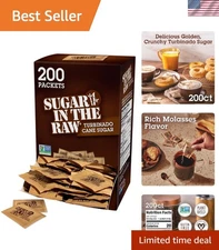 Convenient 200 Count Pack of Turbinado Sugar Packets - Ideal for Beverages