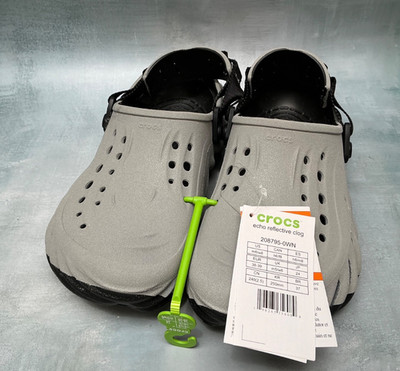 Crocs Echo Reflective Gray Clog W/8 M/6 NWT