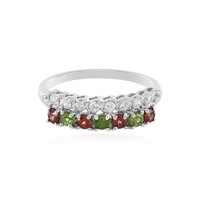 Cavill Zirkonring 925 Silber Platinplattiert 1,63Ct GrüNe Rosa Zirkone Damen