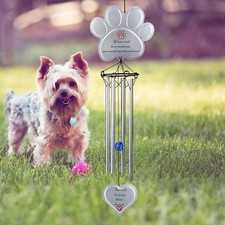 jinhuoba Paw Print Pet Memorial Wind Chimes for Dogs Outdoors, Metal Wind Chi...