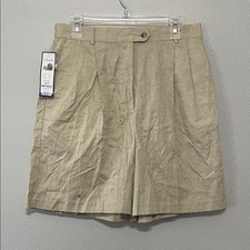 Vintage 90's IZOD Women's Khaki Pleated Shorts Size 14 Cotton Preppy Tags