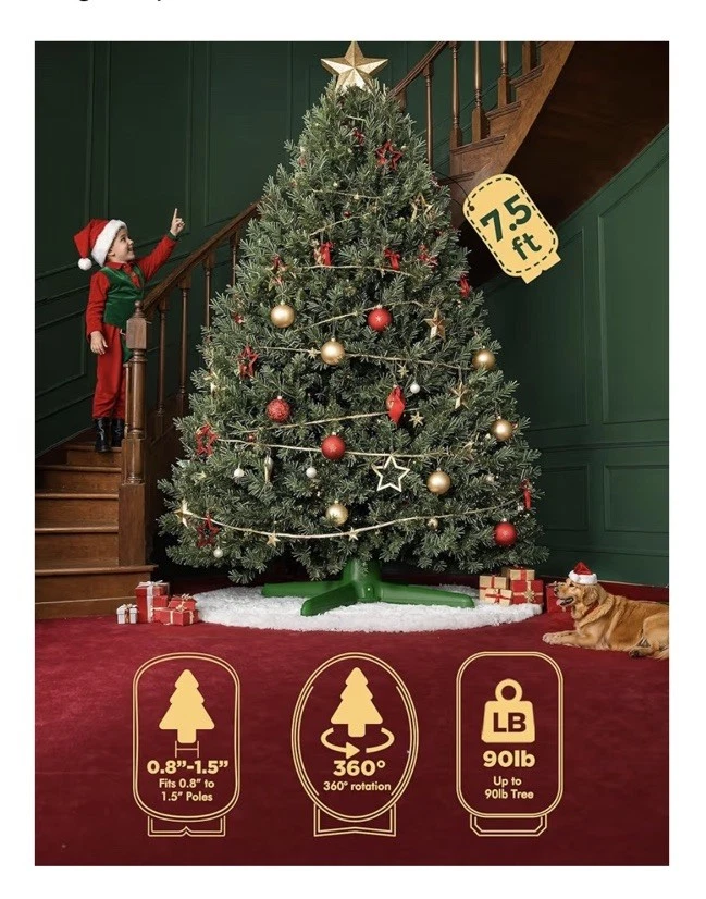 Musical Rotating Christmas Tree Stand, Remote Control, Built-in Outlets - Image 3 of 4