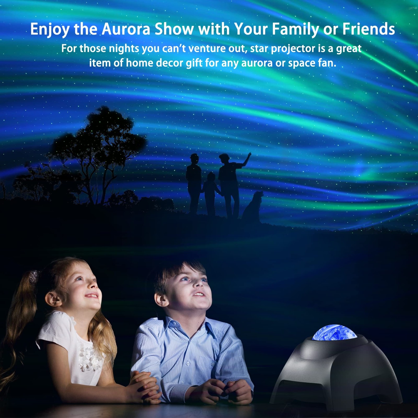 AIRIVO Northern Lights Aurora Projector, Star Projector Music Speaker, White ...