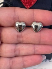 14K White Gold earrings Heart Shaped 1.55 grams Stud New In Box 229