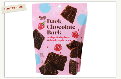 Trader Joe's Dark Chocolate Bark Puffed Quinoa & Raspberries
