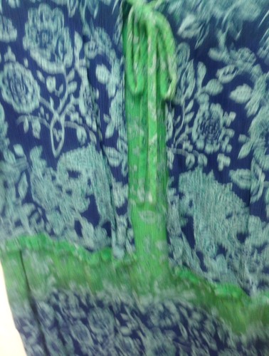 La Cera Vintage Floral Pull Over Tie Vest Maxi Dress Sz M Green Lightweight Blue - Picture 3 of 9