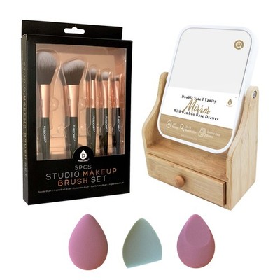 Pursonic Beauty Essentials Set   Studio Makeup Brush Set, Multi-Shape Sponges, a