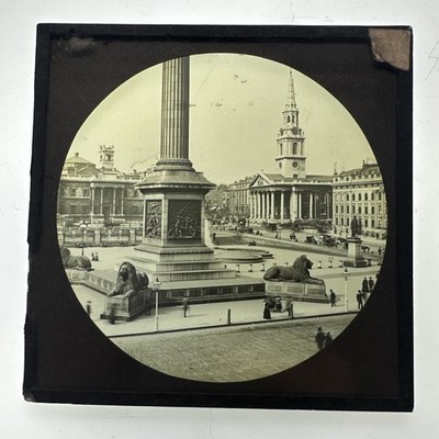 Antike magische Laterne Dia Trafalgar Square Löwen London 
