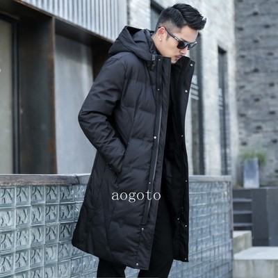Winter New Men's Down Jacket Long 90% Velvet Long High End Duck Down Warm Jacket