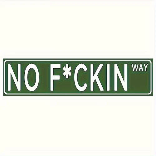 NEW 4x16  2D Naughty Green Vintage Tin Style Novelty Street Sign: No F*ckin Way