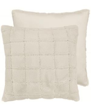 Villa Luxe Ivory Tile Cut Faux Fur 20'' x 20'' Decorative Pillow