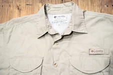 Columbia PFG Shirt Men  s Small Tan Short Sleeve Button Up Vented Fishing-EUC 