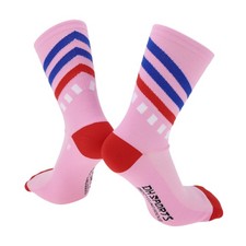 Nylon Shaping Cycling Socks Size L Half Tube Red Pink