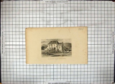 Original Old Antique Print St. Martin'S Priory Dover Kent England Engraving