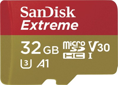 Sandisk Speicherkarte microSDHC 32GB 100MB/s A1 V30 für Action Cam + SD-Adapter