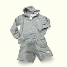 New Balance Kids Hoodie and Shorts Set Grey Heather LAC51B71AGT Size 7 NWT