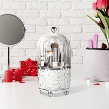 Makeup Brush Holder. 360 Rotating Cosmetics MakeUp Brush Organizer Storage w/lid