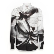 Alexander McQueen Shirt Luxury Satin Dragonfly Shadow Print Size 17