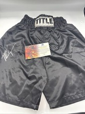 Mike Tyson Signed Custom Black Boxing Trunks JSA ITP