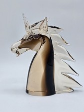 Nason Moretti Horse Unicorn Fantasy Head Sculpture Brown Clear Murano Glass