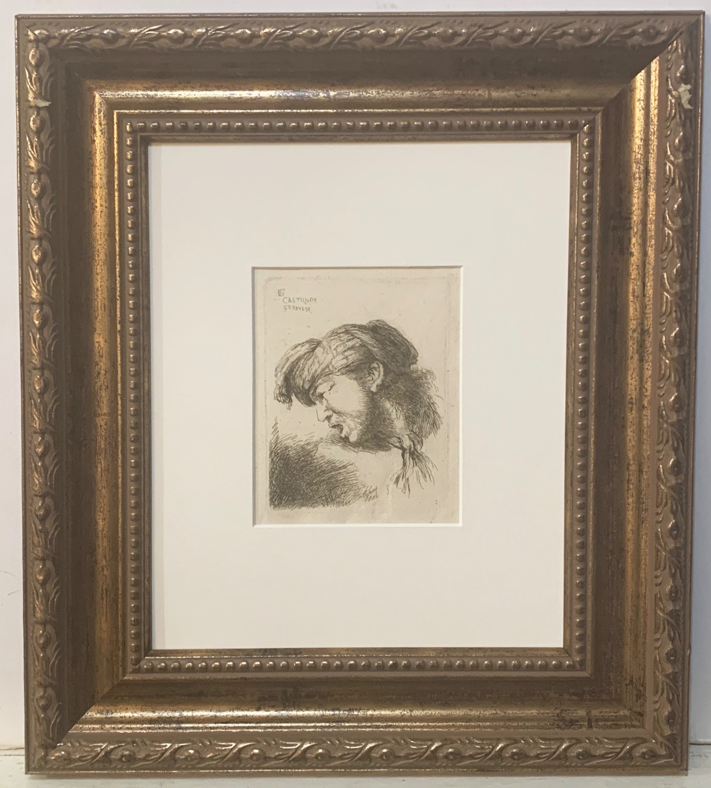 Listed Italian  Artist Giovanni Castiglione Original Etching Plate Signed 1645