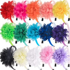 Chiffon Flower Hairbands with Teeth for Girls Teens Pack of 15