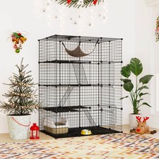 4 Tier Cube Cat Cage w/Comfy Hammock, 3 Ladders, 4 Doors  1 Sky Window