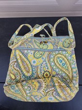 Vera Bradley "Lemon Parfait" Pattern Yellow and Green Paisley Tote Purse Fastshp