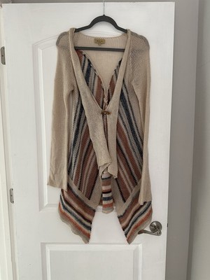 BEULAH Knit Cardigan Open Sweater Warm Boho Women L