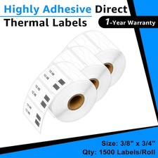 4Rolls 3/8" X 3/4" Jewelry Price Tag Labels 30299 for Dymo LW Direct Thermal