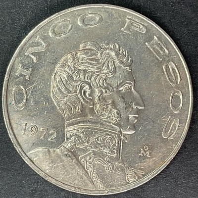 MEXICO 1972 5 Pesos Vicente Guerrero Eagle Snake Cactus VTG World Foreign Coin