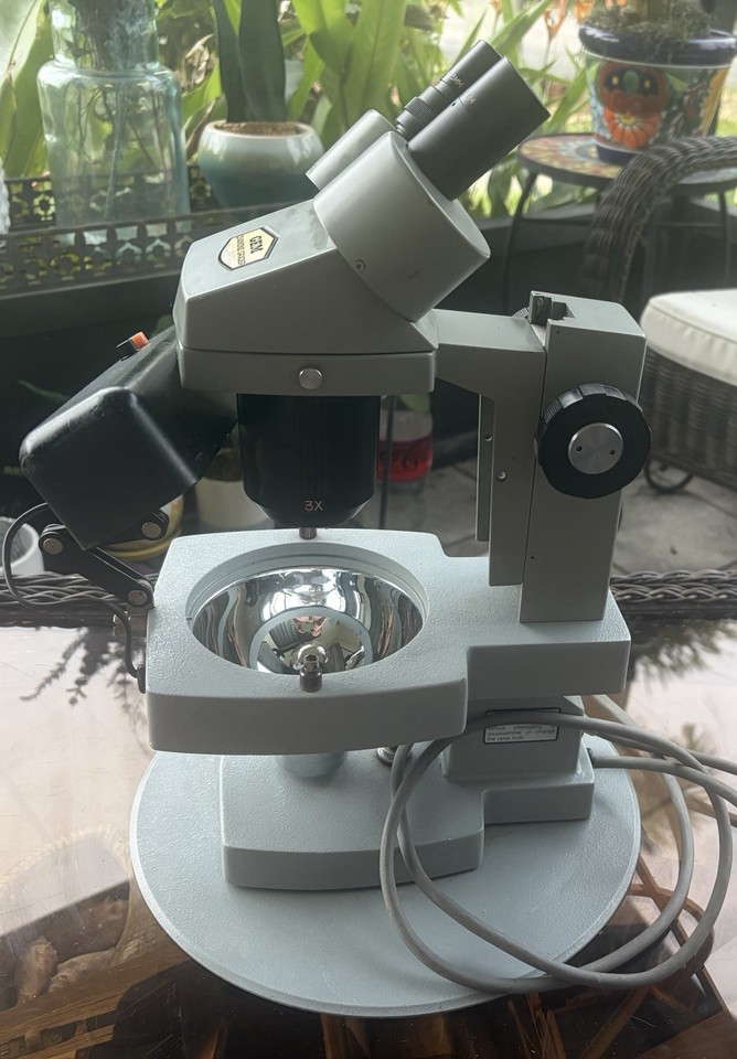 A vintage Gem Instruments diamond grader microscope — a specialized tool that makes you feel like a jeweler from a bygone era.