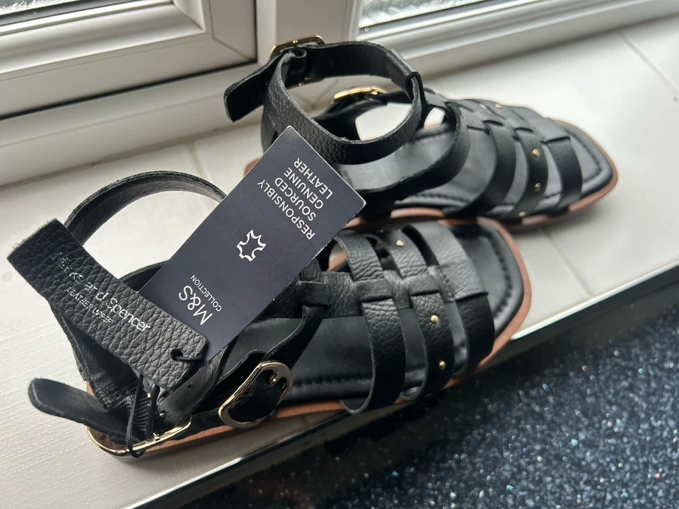 M&S Real Leather Gladiator-Style Sandals, Size 5 - Image 2 of 4