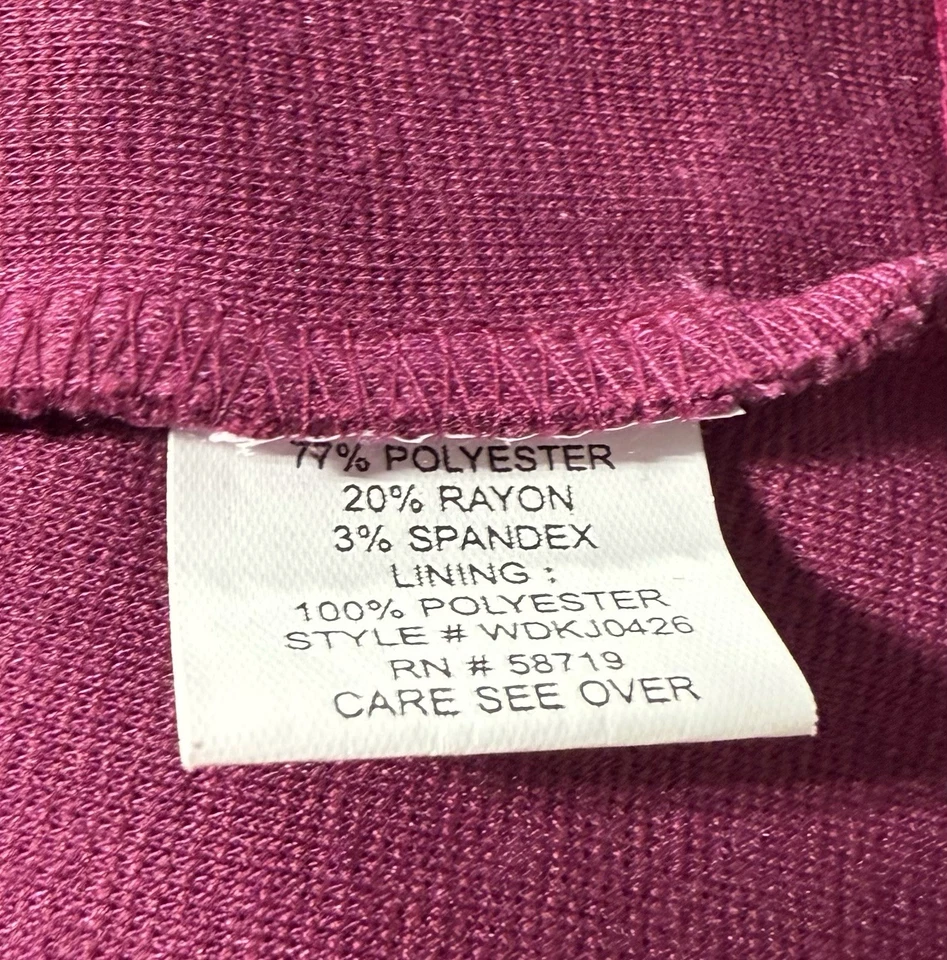 Notations Womens Open Front Blazer Size 2X Pink Fuchia 3/4 Sleeve Jacket - Image 3 of 3