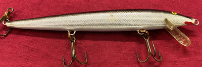 Vintage Rapala Floating 4.5  Fishing Lure Black/Silver w/ Lip in box no lid Grn
