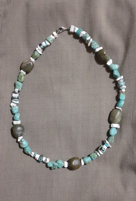 NATIVE AMERICAN TURQUOISE CHUNK 18'' ZUNI NECKLACE VINTAGE 